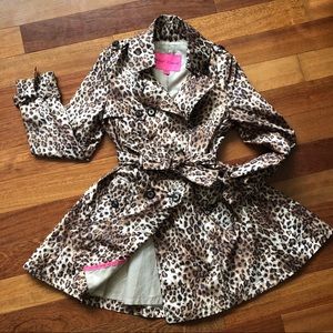 Betsey Johnson leopard print trench coat